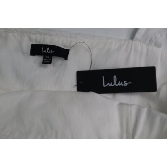 Lulus White Embroidered A-Line Dress With Tie Straps & Zipper Closure XL Cotton/ - Picture 6 of 9